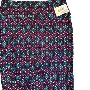0346 LulaRoe Skirt Women Size XL Pink and Teal Snowflake Print Cassie NWT